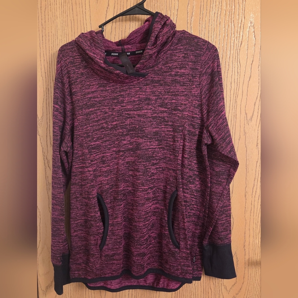 RBX Women's Marled Purple Cowl Neck Sweater